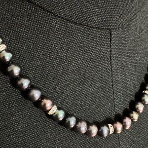 17" Peacock Pearl Necklace w/925  Sterling Rondels And Clasp - The Danbury Mint